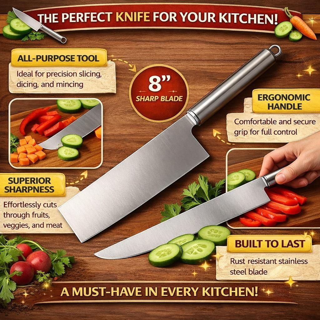 Stainless Steel Cleaver Knife for Kitchen Cutting