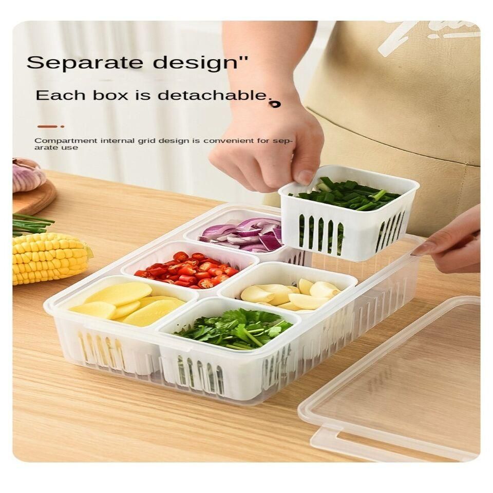 6-Grid Fridge Storage Organizer – Keep Food Neat & Visible