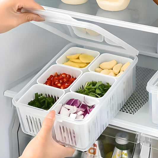6-Grid Fridge Storage Organizer – Keep Food Neat & Visible