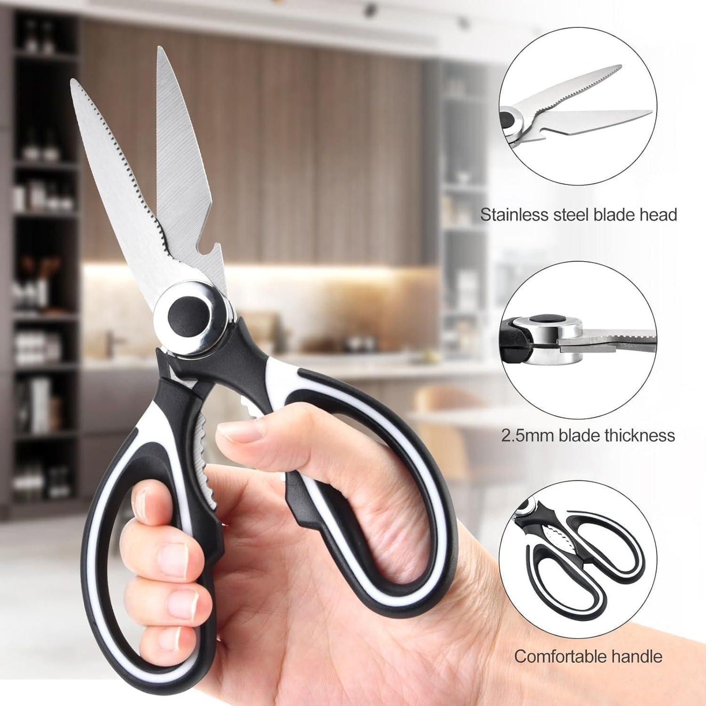 Multifunction Kitchen Scissors – Vegetable/Meat Cutter, Nutcracker & Bottle Opener (Stainless Steel)