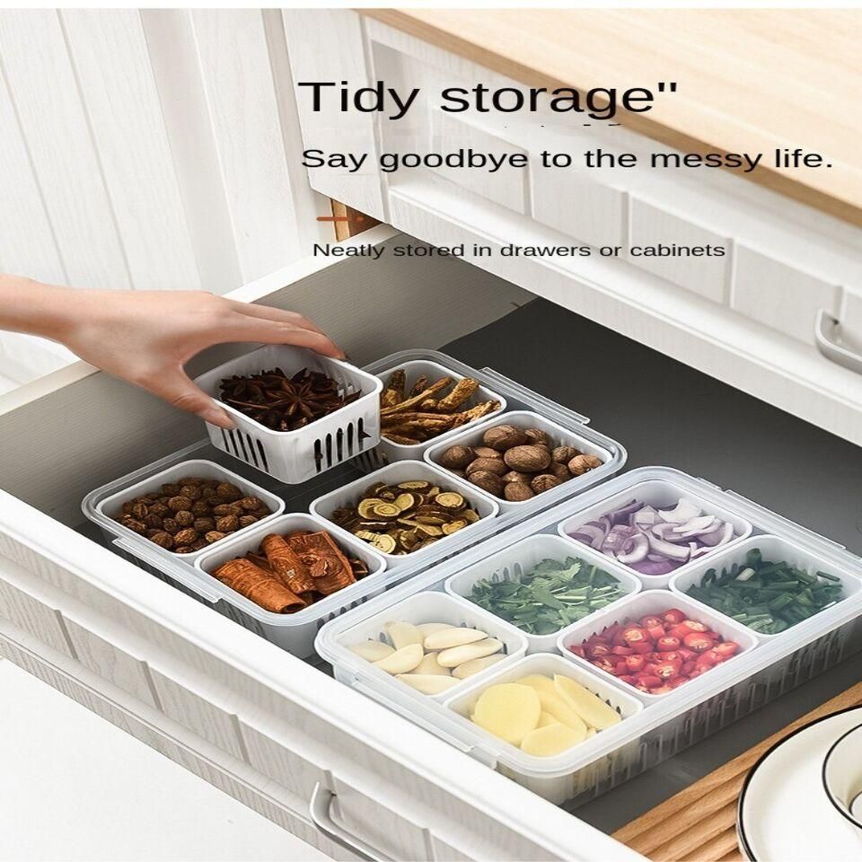 6-Grid Fridge Storage Organizer – Keep Food Neat & Visible