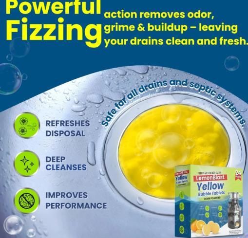 LemonBlast Sink & Drain Pipes Cleaning Tablets – 24 Pack