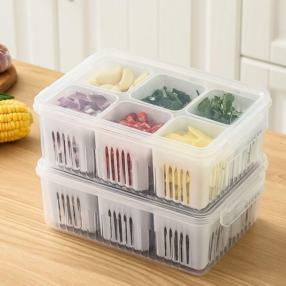 6-Grid Fridge Storage Organizer – Keep Food Neat & Visible