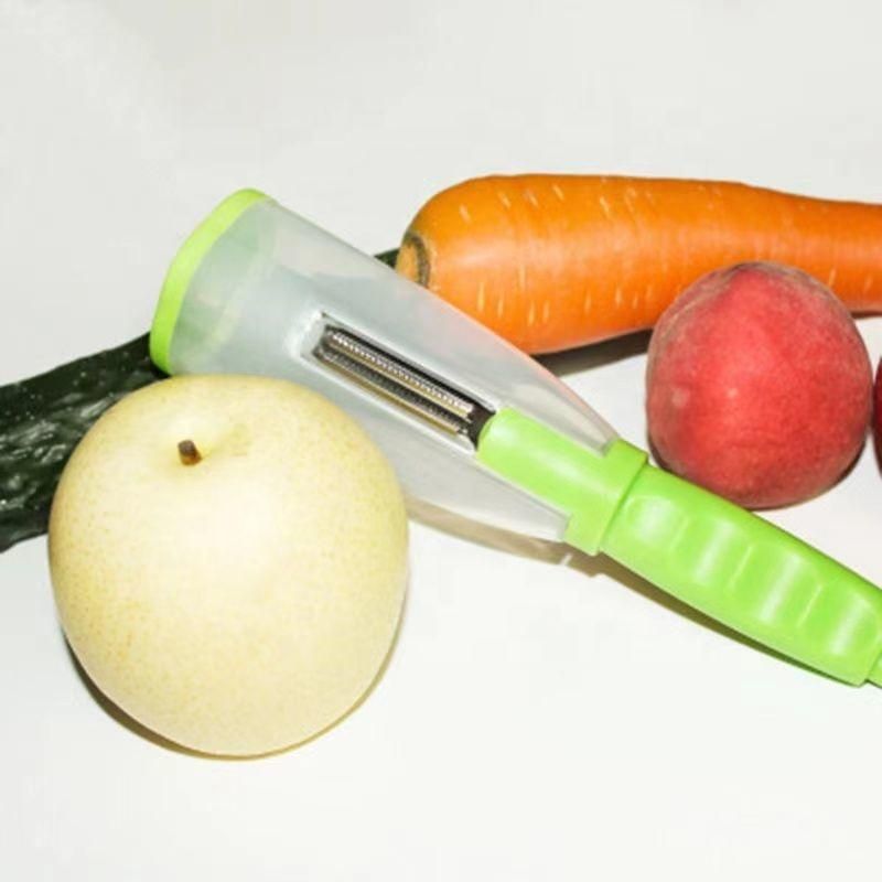 No-Mess Vegetable & Fruit Peeler with Peel Storage Container