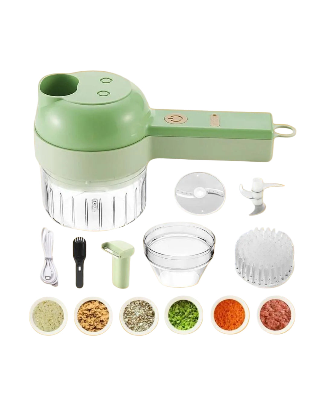 Portable Electric Vegetable Chopper for Kitchen (4-in-1 Set)