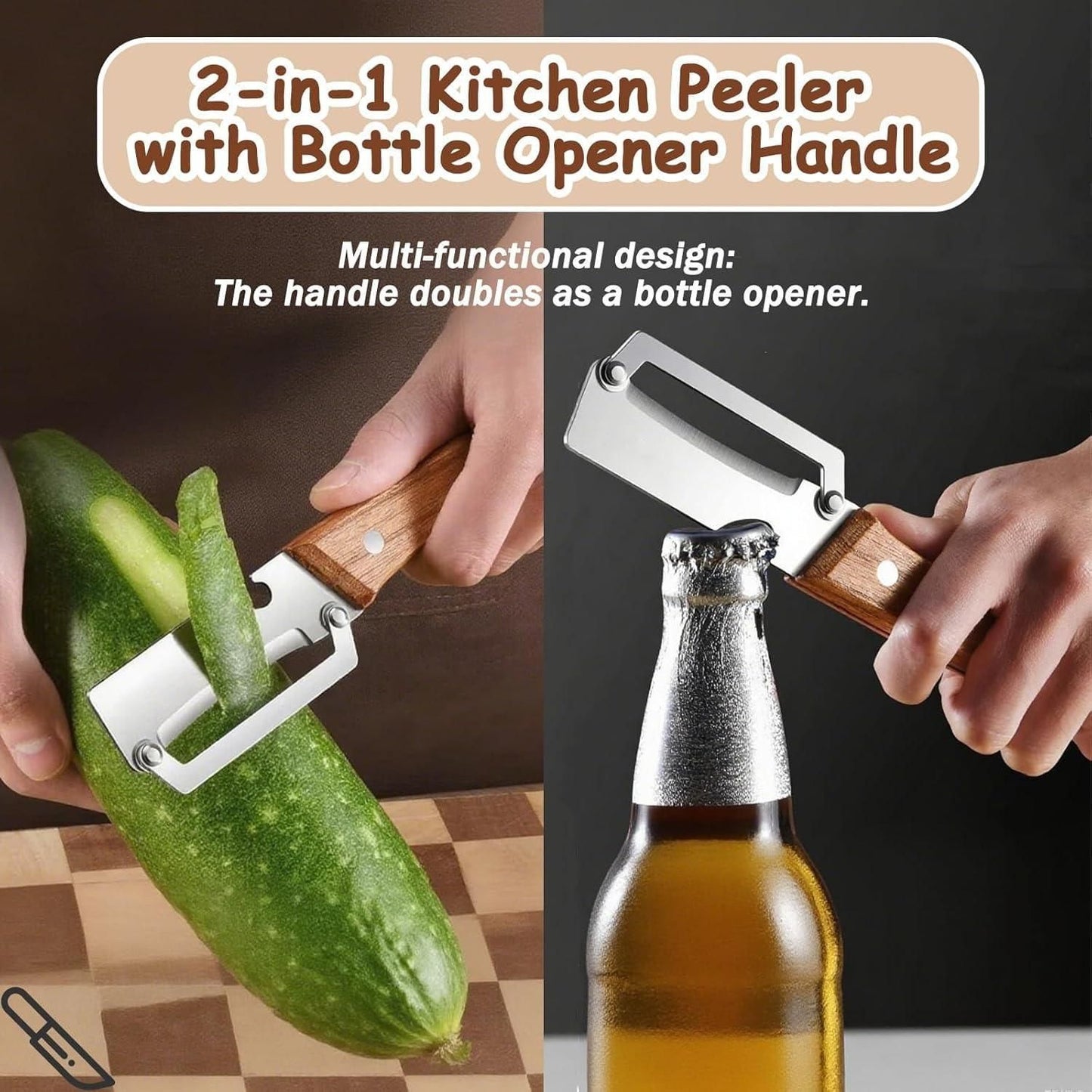 2-in-1 Kitchen Peeler with Bottle Opener Handle