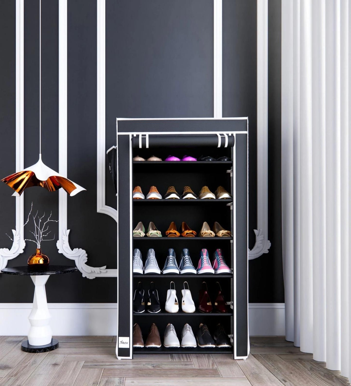 6 Rack Collapsible Wardrobe Cabinet with Shoe Storage