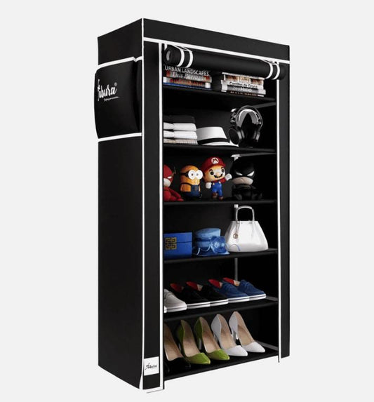 6 Rack Collapsible Wardrobe Cabinet with Shoe Storage