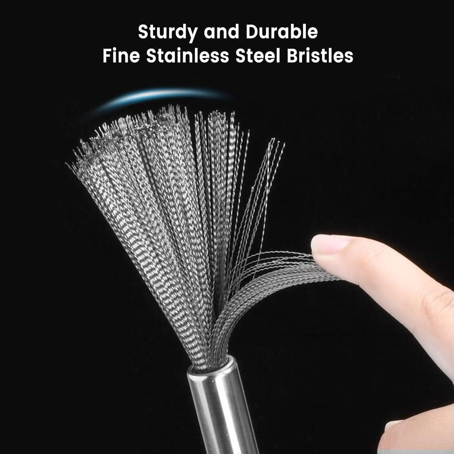 Stainless Steel Dish Scrubber Brush – Tough Grease & Burnt Pan Cleaner
