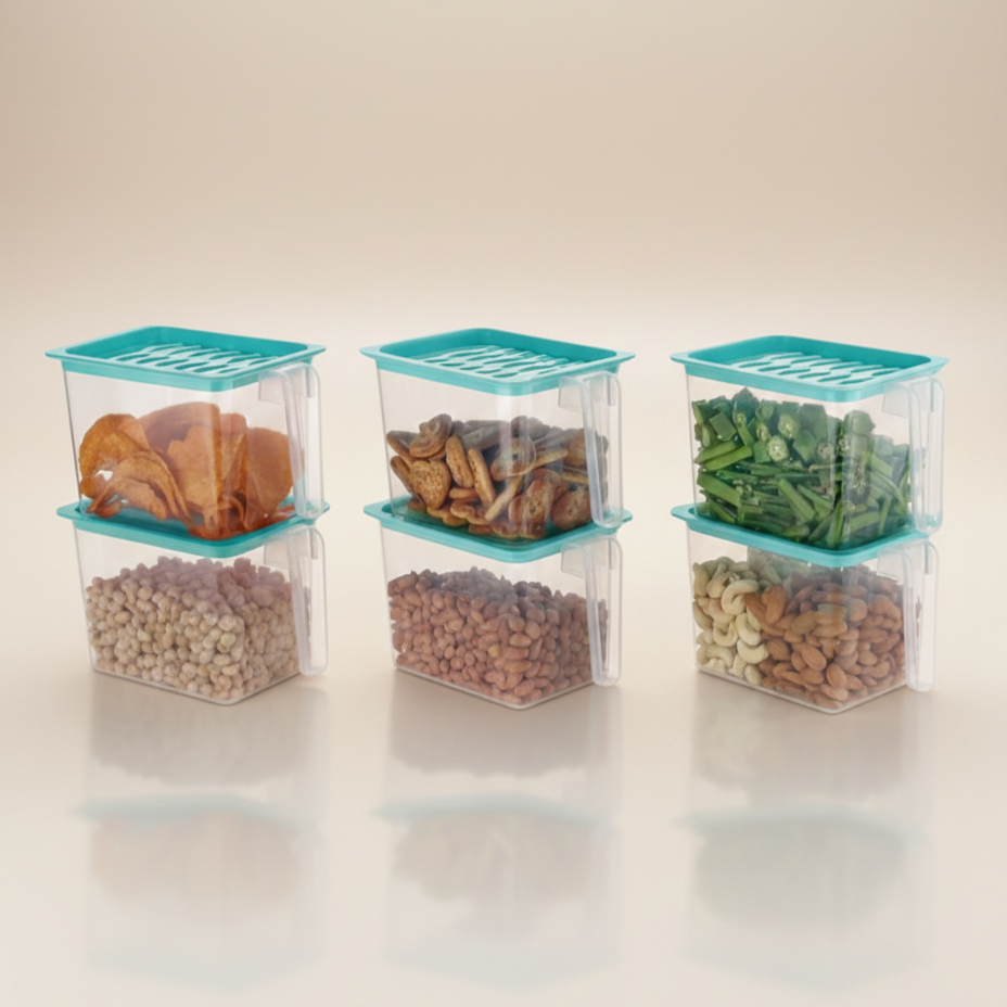 Unbreakable Kitchen Storage Containers (1000 ml each, Pack of 6)